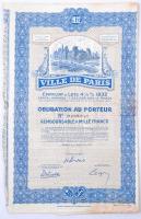 Franciaország / Párizs 1932. "Párizs városa 4 1/2%-os kötvénye" kötvény 1000Fr-ról, szelvényekkel T:III France / Paris 1932. "City of Paris 4 1/2% bond" bond about 1000 Francs with coupons C:F