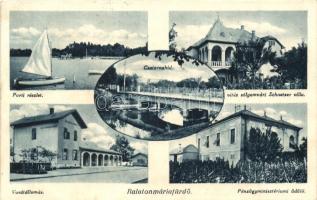 Balatonmáriafürdő, vasútállomás, Csatornahíd, vitéz Sólyomvári Schnetzer villa, Pénzügyminisztériumi üdülő