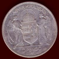 1930. 5P Ag "Horthy jobbra" T:3