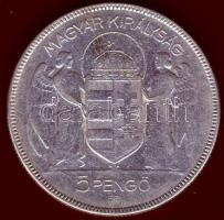 1930. 5P Ag "Horthy jobbra" T:3
