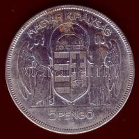 1930. 5P Ag "Horthy jobbra" T:3