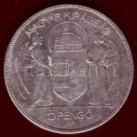 1930. 5P Ag "Horthy jobbra" T:3