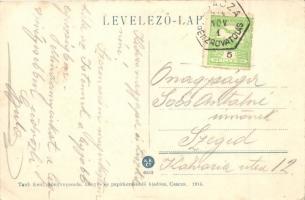 Csaca, Cadca; fűrésztelep, Fő utca, piac "Csacza pénzrovátolás" bélyegzővel / saw mill, ma...