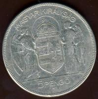 1930. 5P Ag "Horthy jobbra" T:3