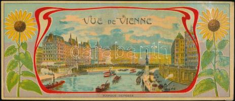 cca 1910 Vue de Vienne, Marque Deposée, litho címke, hátoldalán celluxos ragasztással, 11x24 cm