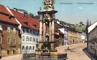 Selmecbánya, Banska Stiavnica; Szentháromság tér, Király János üzlete, Joerges / square, shop