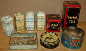 8db fém- + 1db papírdoboz, benne többek között Meinl, "Kakas" cipőpaszta