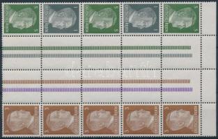 Hitler 5 db ívközéprészes párt tartalmazó bélyegfüzet összefüggés, Hitler stamp-booklet sheet with 5 sheet-centered pair