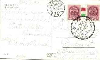 1941 Szabadka, Subotica; Főtér, park / main square, park, 'Szabadka visszatért' So. Stpl