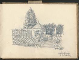 1913-14 Málik József építész hallgató rajzai, vázlatai, 13x18cm