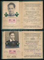 1939-1940 Bp., A Magyar Cserkészszövetség által kiadott 3 db fényképes igazolvány, 221. számú Anonym...