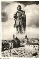 1942 Nagyvárad, Oradea; Templom, Szent László szobor, montázs / church, statue, motage, 'Szent László ünnepi hét' So. Stpl.