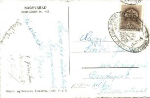 1942 Nagyvárad, Oradea; Templom, Szent László szobor, montázs / church, statue, motage, 'Szent ...