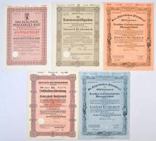 Németország / Weimar Köztársaság - Német 3. Birodalom 1928-1943. 9db vegyes részvény és kötvény közt...