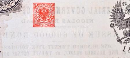 Orosz Birodalom 1867. "Orosz Birodalom Kormánya - Miklós vasútvonal" kötvény 125R-ről, sze...