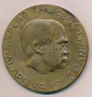 DN "Káplár Miklós Díj - Alapítva 1968-ban / Kiemelkedő művészi tevékenységért adományozta Hajdúböszörmény város tanácsa" Br emlékérem, az elő- és hátlap külön készült, peremüknél lettek összedolgozva (87mm) T:2 karc, patina