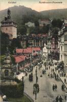 Karlovy Vary, Karlsbad; Marktbrunnen, promenade / fountain, promenade