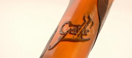 Gallé Tip jelzéssel román váza virágmintával, savmaratott rétegelt üveg, kopásnyomokkal, m: 21 cm