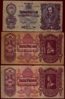 1930. 20P + 100P (2x) "*"-gal + 1945. 500P "N" betűvel (2x) T:III,IV