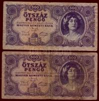 1930. 20P + 100P (2x) "*"-gal + 1945. 500P "N" betűvel (2x) T:III,IV