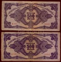 1930. 20P + 100P (2x) "*"-gal + 1945. 500P "N" betűvel (2x) T:III,IV