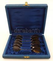 Csepel Vas és Fémművek jelzésű és feliratú fém dísz kanalak, 6 db, eredeti tokban, 14x16 cm.