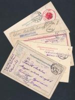 5 db első világháborús tábori posta levelezőlap alakulat jelvényekkel / 5 WWI military field postcards with corps badges