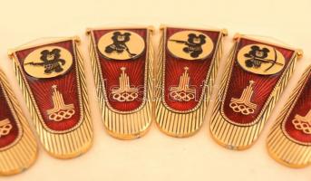 1980 XXII. Moszkvai Nyári Olimpiajátékok emlék zománc kitűzők (24 db), a sportágakat jelképző medve ...