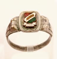 Ezüst(Ag) gyűrű, kalászos címerrel, jelzett, méret: 67, br: 3,7 g