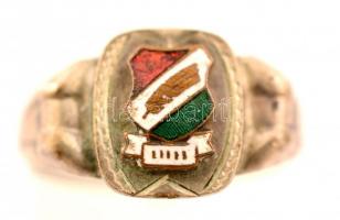 Ezüst(Ag) gyűrű, kalászos címerrel, jelzett, méret: 67, br: 3,7 g