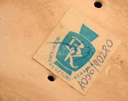 Bodrogkeresztúri őzpár, kézzel festett kerámia figurapár, matricával jelzett, 12x11 cm