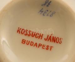 Kossuch porcelán só- és borstartó, kézzel festett, jelzett, nagyon apró kopásnyomokkal, 13×6,5×6,5 c...