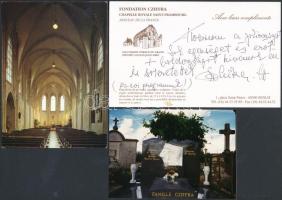 Cziffra-tétel: 3 db Cziffra György zongoraművész felesége, Soleilka által megírt és elküldött képesl...