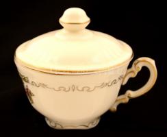 Zsolnay kávés csésze fedéllel, kézzel festett, jelzett, hibátlan, m: 8 cm, d: 8 cm