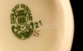 Zsolnay kávés csésze fedéllel, kézzel festett, jelzett, hibátlan, m: 8 cm, d: 8 cm