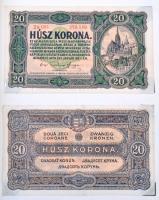 1918-1926. Korona bankjegy gyűjtemény 20f-1000K (~60x) névértékekben, házi készítésű albumban T:II-I...