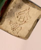 Bodrogkeresztúri kerámia gulyás, kézzel festett mázas kerámia, jelzett, apró lepattanással, m: 10 cm