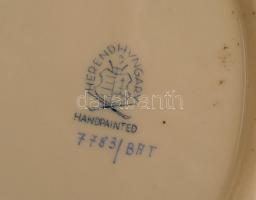 Herendi porcelán aranymintás kis tálka fogpiszkálótartóval, jelzett, hibátlan, 12x9 és 5,5x3 cm