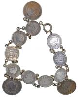 Libanon 1952. 50p Ag (7x) karkötőként összefűzve + Hollandia 1951-1966. 10c Ni (9x) + 1951-1963. 25c...