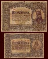 1913. 20K piros "Magyarország" körbélyegzővel T:III/IV + 1917. 2K vízszintes "Deutsch...