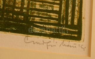 Csurgói Máté Lajos (1931-2001): Kerekeskút, rézkarc, papír, paszpartuban, üvegezett fa keretben, 21×...