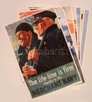 II. világháborús brit propaganda poszterek, 7 db, reprintek, jó állapotban, karton tokban, 75x50 cm