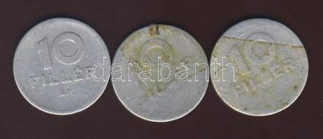 1950. 10f (2x), az egyiken érdekes gyári hiba T:4 R! + 1951. 10f T:3/4