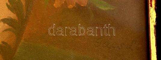 Gács jelzéssel: Virág csendélet, olaj, vászon, üvegezett fa keretben, 25,5×19,5 cm