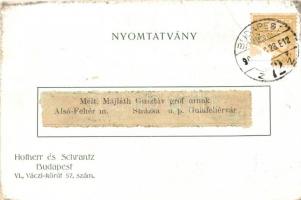 Budapest XIX. Kispest, Hoffher és Schrantz új gazdasági gépgyára, Majláth Gusztáv gróf úrnak címezve...