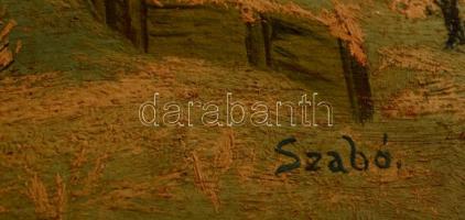 Szabó jelzéssel: Téli táj vadakkal, olaj, fa, 22×30 cm