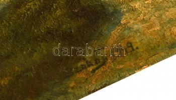 Szabó jelzéssel: Tátrai horgász 1949, olaj, fa, 30×22 cm