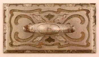 Szecessziós díszítésű levélnehezék, 6x15x8 cm