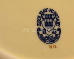 Zsolnay virágmintás hamutál, kézzel festett, jelzett, hibátlan, 12x8 cm