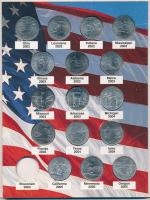 Amerikai Egyesült Államok 1999-2008. 25c Cu-Ni "50 állam negyed dollárosok" (40xklf) karto...